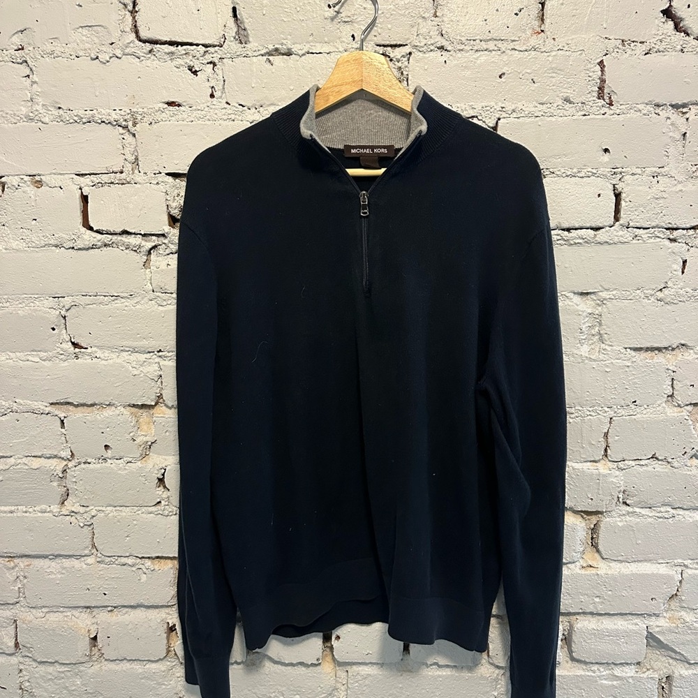 Michael Kors Men's Navy Zip-Up Sweater